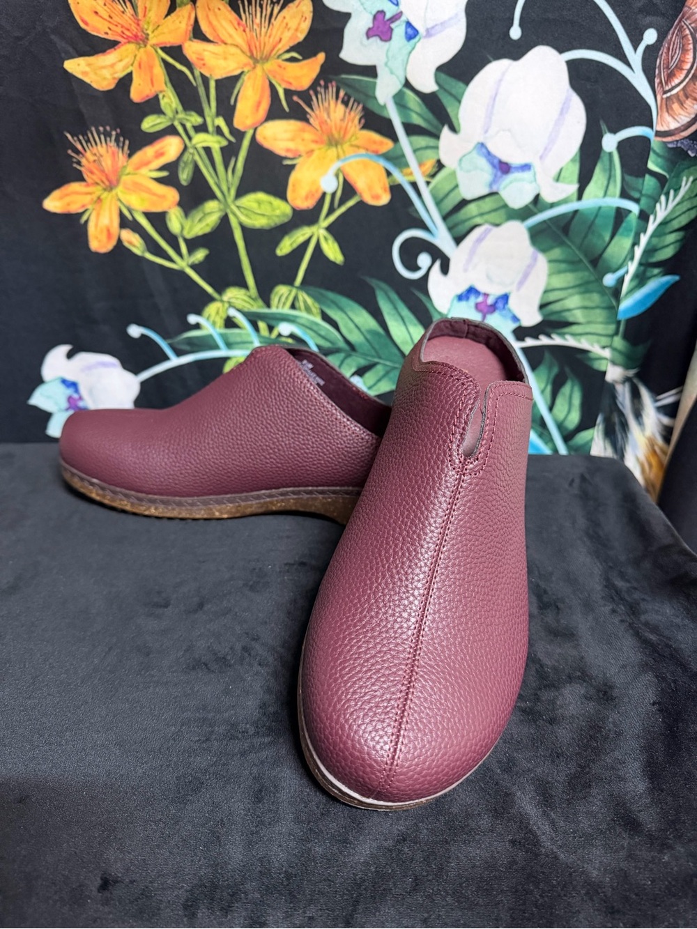 Flex Step Slip-On Pebbled Leather Loafers in Burgundy